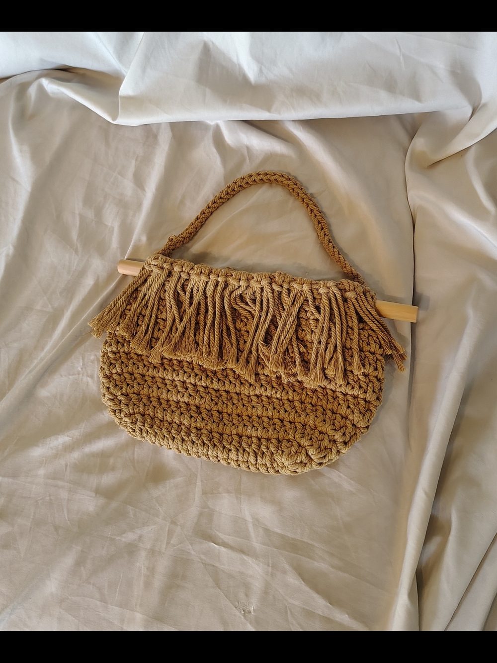 Small Vintage Macrame Boho Hippy Fringe Festival Bag